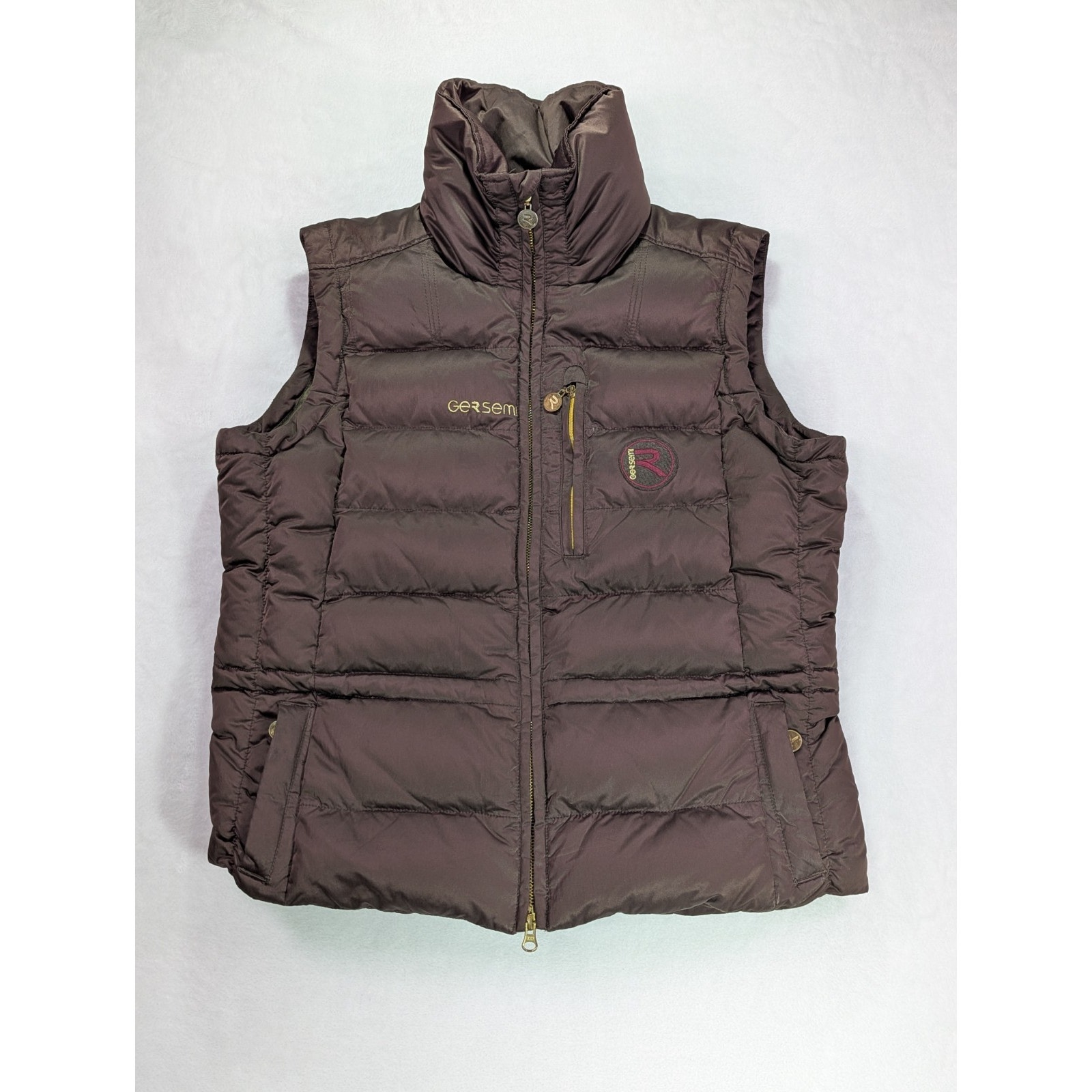 Gersemi Sz M Brown Mia Equestrian Down Puffer Vest Adj WaistHigh CollarPockets